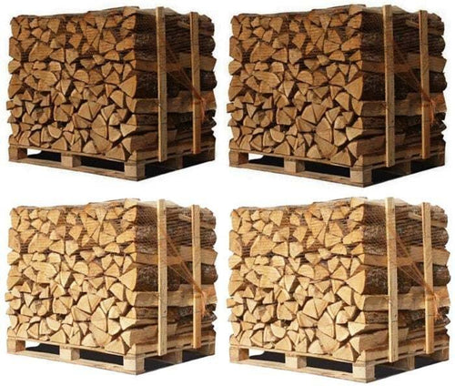 4 X Paletten (2 Eiche weiß + 2 Buche/Hainbuche) – Scheite von 33 cm